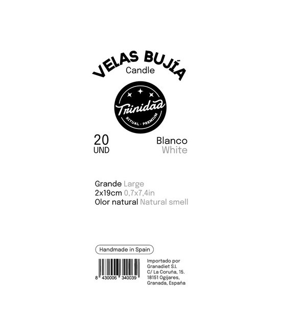 TRI.VELAS BUJIA BLANCO 2 X 19 CM.