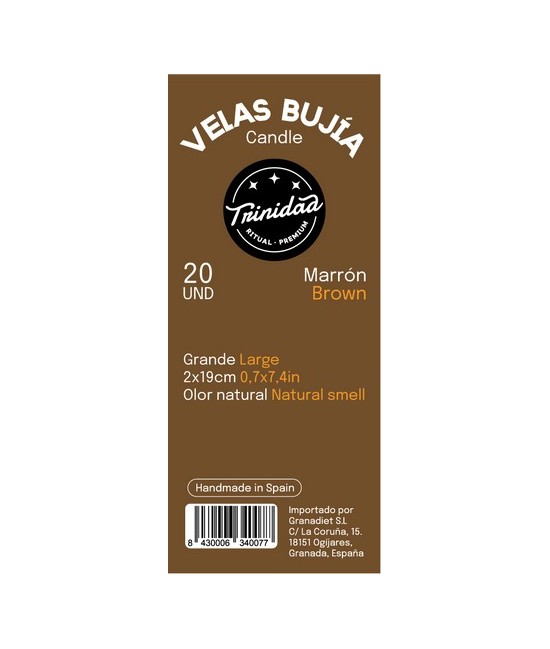 TRI.VELAS BUJIA MARRON 2 X 19 CM.