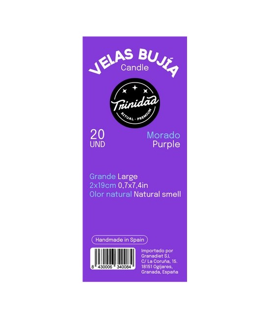 TRI.VELAS BUJIA MORADO 2 X 19 CM.
