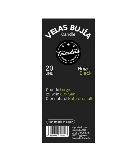TRI.VELAS BUJIA NEGRO 2 X 19 CM.