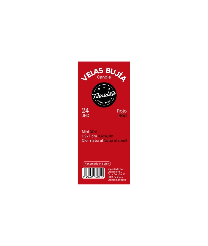 TRI.VELAS BUJIA ROJO 2 X 19 CM.