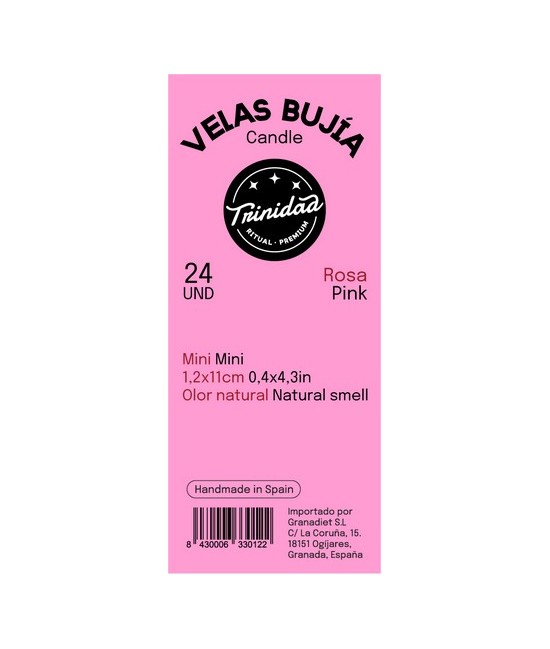 TRI.VELAS BUJIA ROSA 2 X 19 CM.