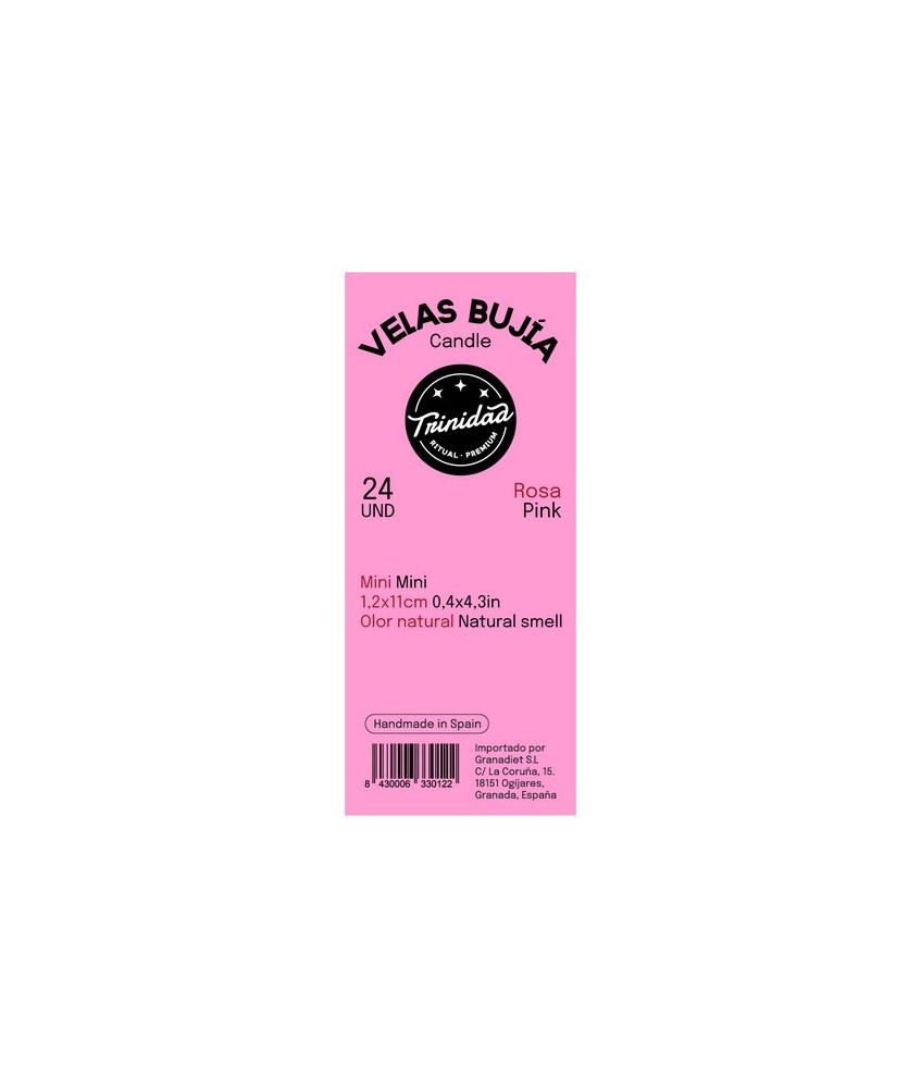 TRI.VELAS BUJIA ROSA 2 X 19 CM.