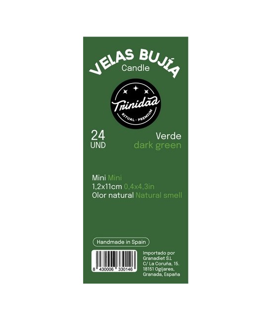 TRI.VELAS BUJIA VERDE OSCURO 2 X 19 CM.