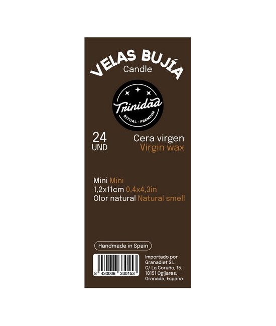 TRI.VELAS BUJIA CERA VIRGEN 2,1  X 19 CM.