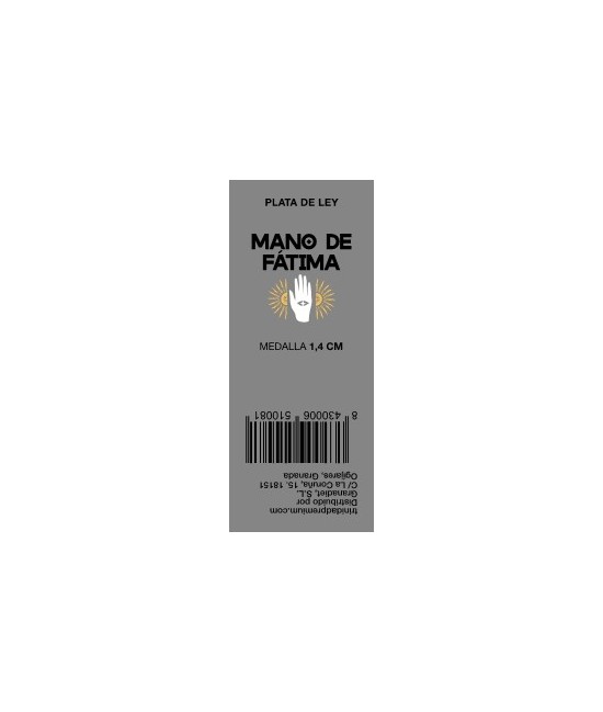 TRI.MEDALLA PLATA MANO FATIMA PLANA 1.4 CM.