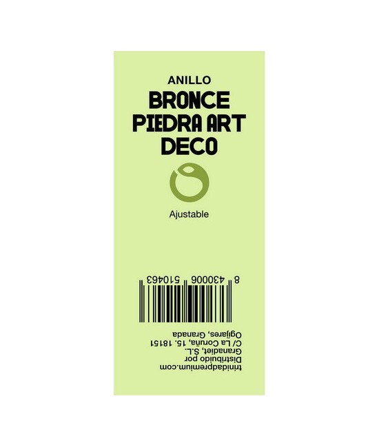 TRI.ANILLO AJUSTABLE BRONCE PIEDRA ART DECO