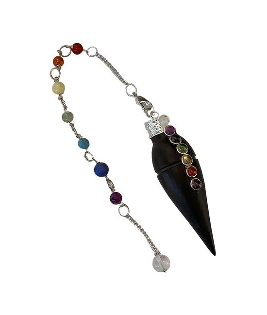 TRI.PENDULO CONO MADERA PALO ROSA CHAKRAS