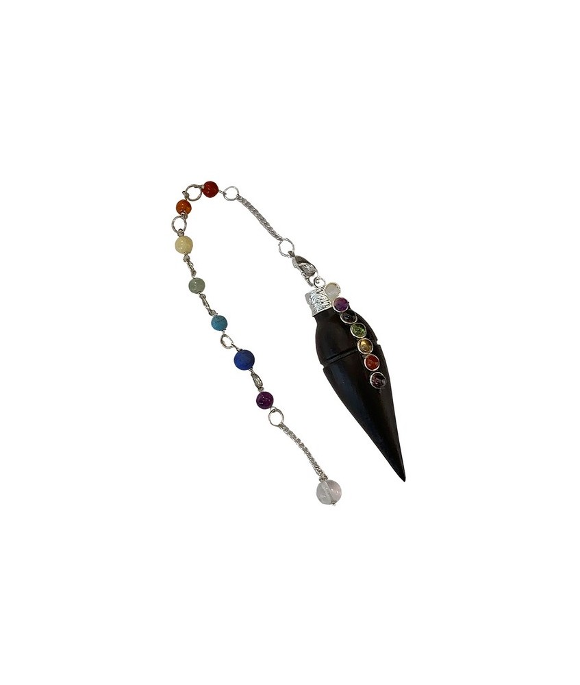 TRI.PENDULO CONO MADERA PALO ROSA CHAKRAS
