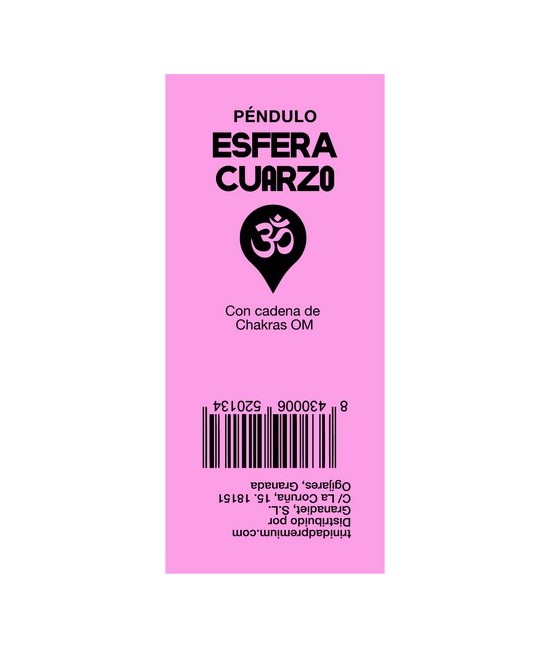 TRI.PENDULO ESFERA CUARZO ROSA CADENA CHAKRAS OM