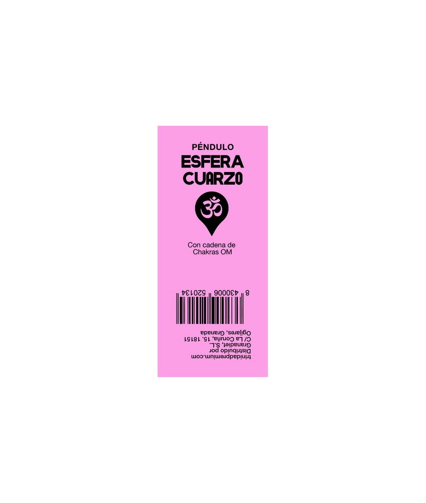 TRI.PENDULO ESFERA CUARZO ROSA CADENA CHAKRAS OM