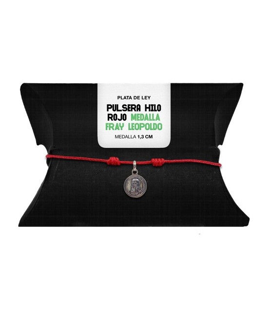 TRI.PULSERA HILO ROJO MEDALLA FRAY LEOPOLDO 1,3 CM.