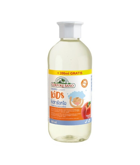 El champú Kids de Melocotón de Corpore Sano es respetuoso con la piel y el cabello. Suaviza y aporta hidratación al cabello de 
