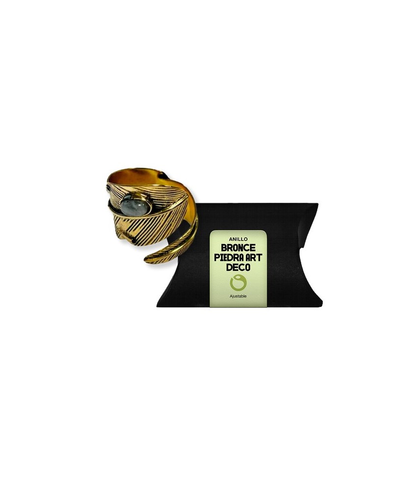 TRI.ANILLO AJUSTABLE BRONCE PIEDRA ART DECO
