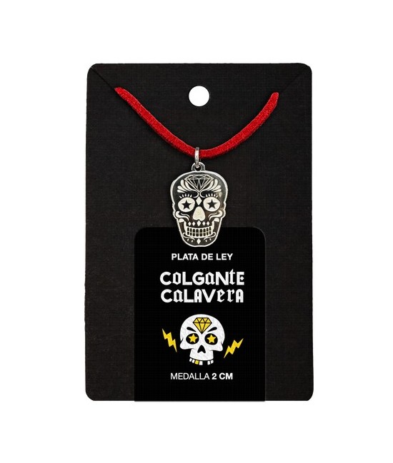MEDALLA CALAVERA ESTRELLAS PLATA 2 CM.
