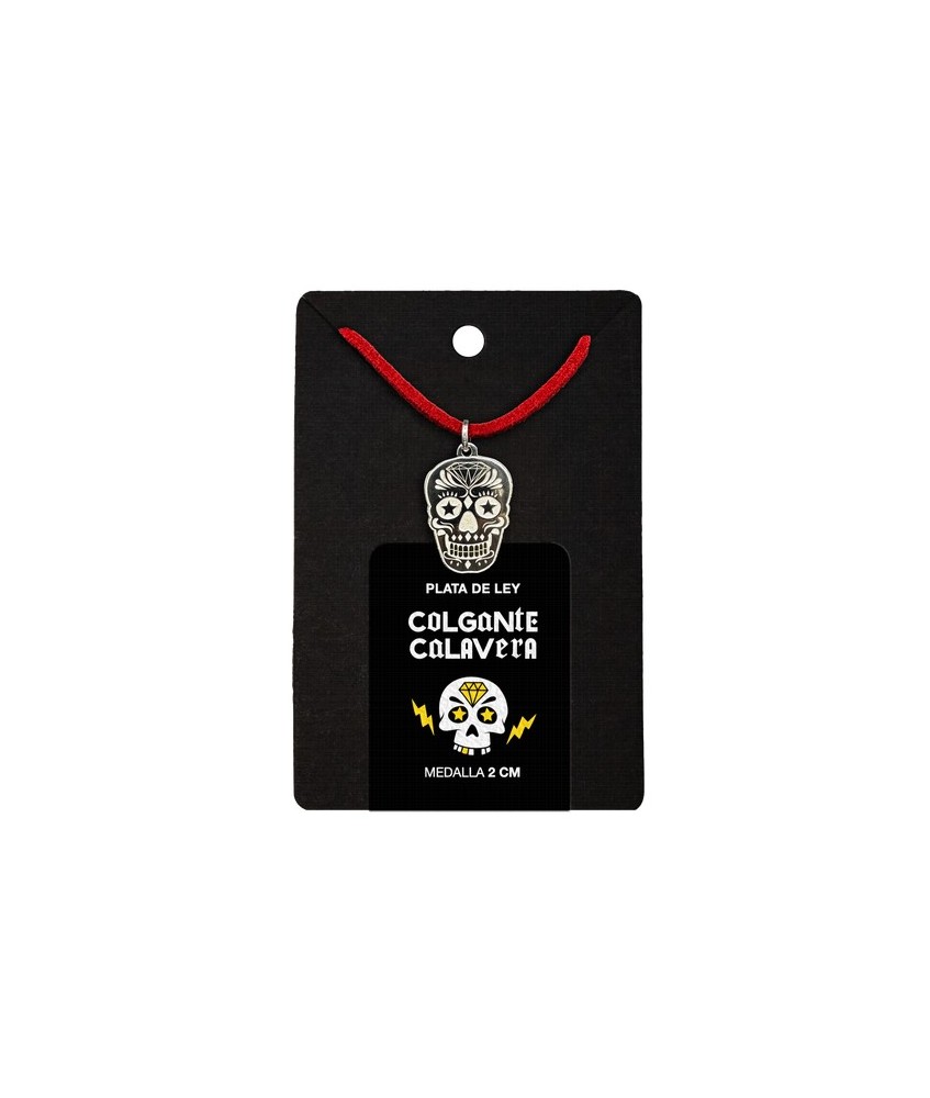 MEDALLA CALAVERA ESTRELLAS PLATA 2 CM.