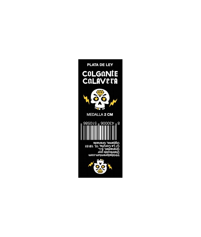 TRI.MEDALLA CALAVERA ESTRELLAS PLATA 2 CM.