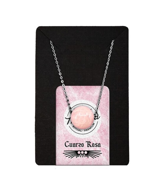TRI.COLLAR CUARZO ROSA BOLA 12 MM.