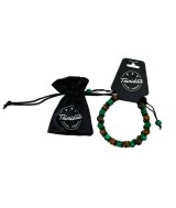TRI.PULSERA DOBLE MALAQUITA OJO TIGRE BOLA 8 MM.