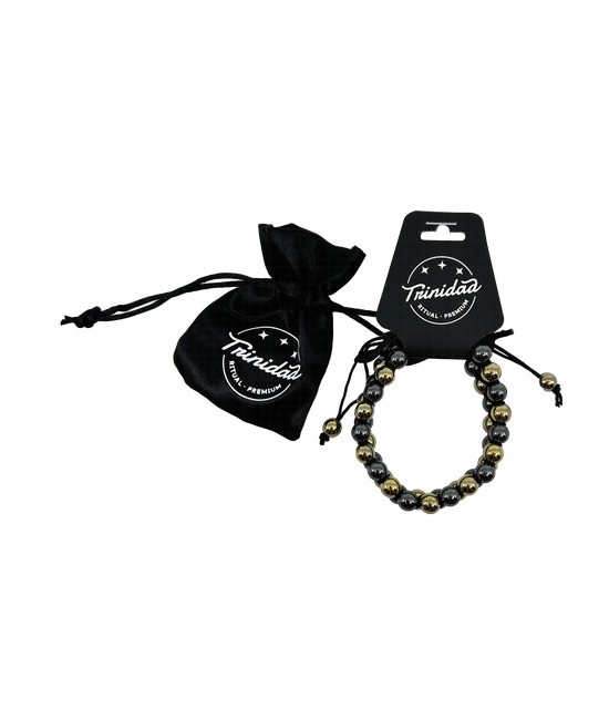 TRI.PULSERA DOBLE GOLDEN PIRITA HEMATITE BOLA 8 MM.