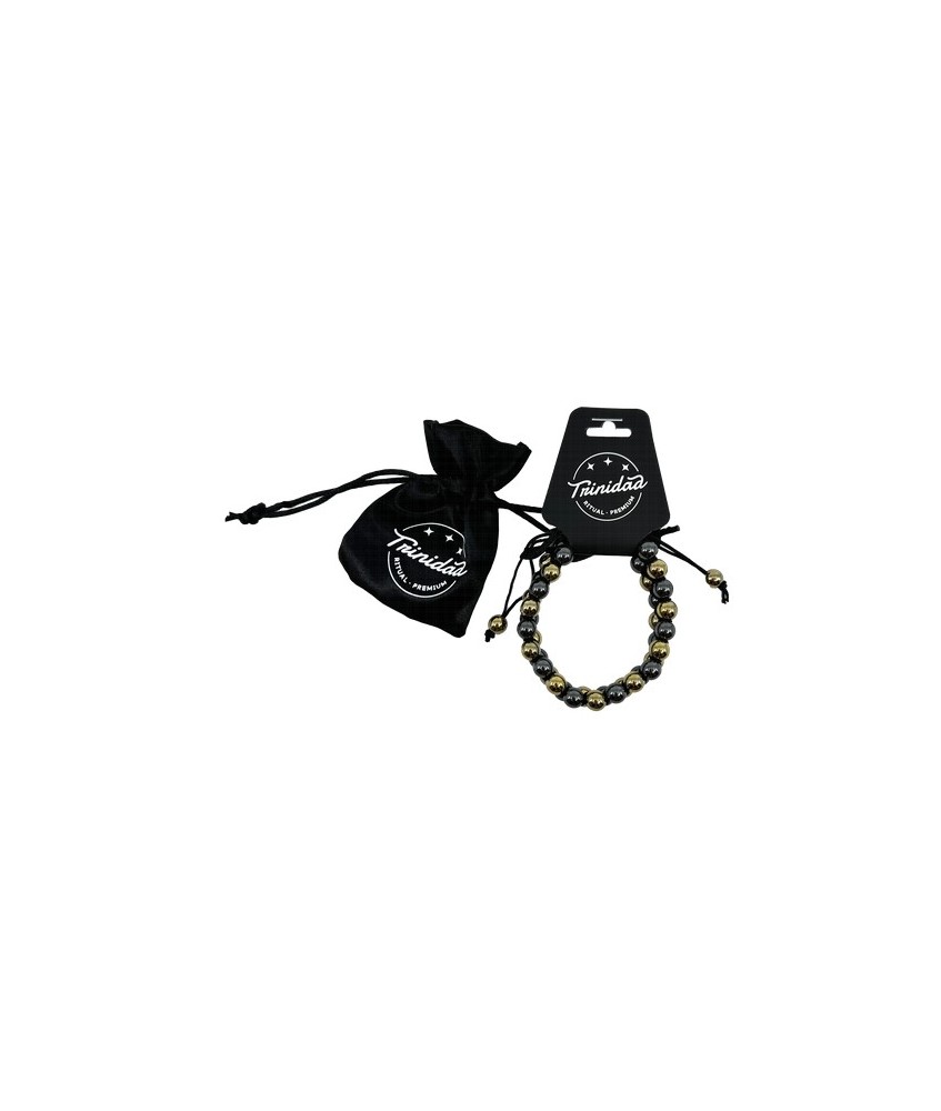 TRI.PULSERA DOBLE GOLDEN PIRITA HEMATITE BOLA 8 MM.
