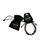 TRI.PULSERA DOBLE GOLDEN PIRITA 7 CHAKRAS BOLA 8 MM.
