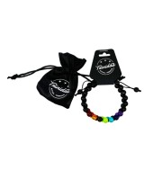 TRI.PULSERA DOBLE ONIX NEGRO 7 CHAKRAS BOLA 8 MM.