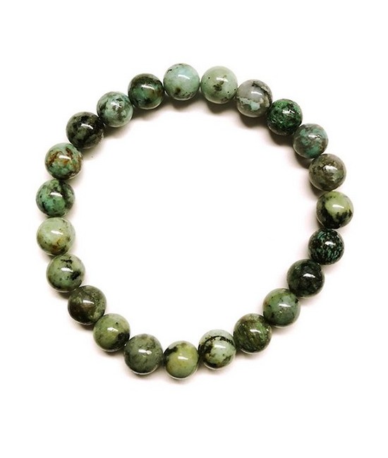 Pulsera Turquesa Africana elástica de bolitas de 8 mm.