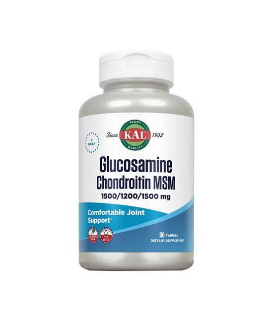 Glucosamine Chondroitin MSM- 90 Comprimidos
REF.72662
CONTENIDO MEDIO (POR TRES COMPRIMIDOS)
MSM (metilsufonilmetano)

150