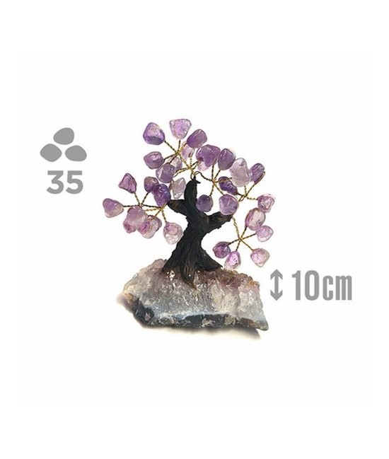 Árbol compuesto de 35 piedras de Amatista (de 1cm aprox).

Base de drusa de Amatista.

Medida: 10cm de alto aprox.