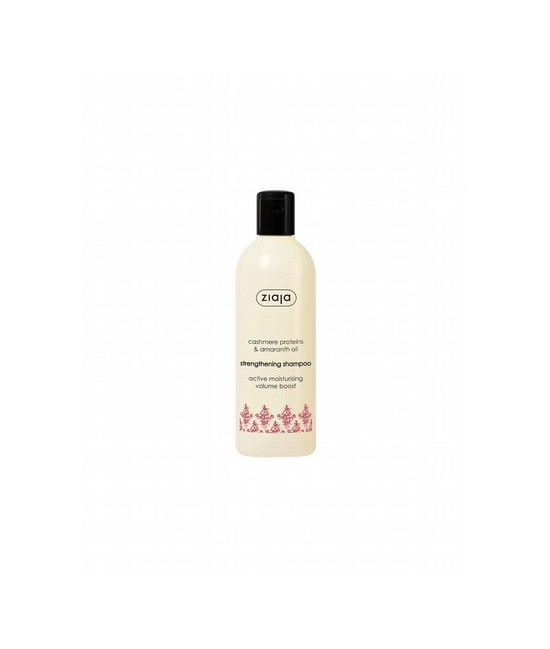 Champú fortalecedor para cabello normal, fino, delicado y seco que contiene proteínas de cachemira y aceite de amaranto.

Con