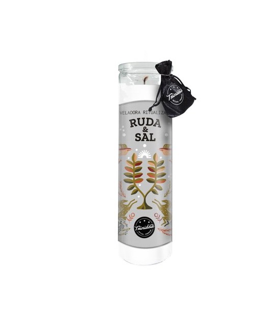TRI.VELADORA RITUALIZADA RUDA Y SAL