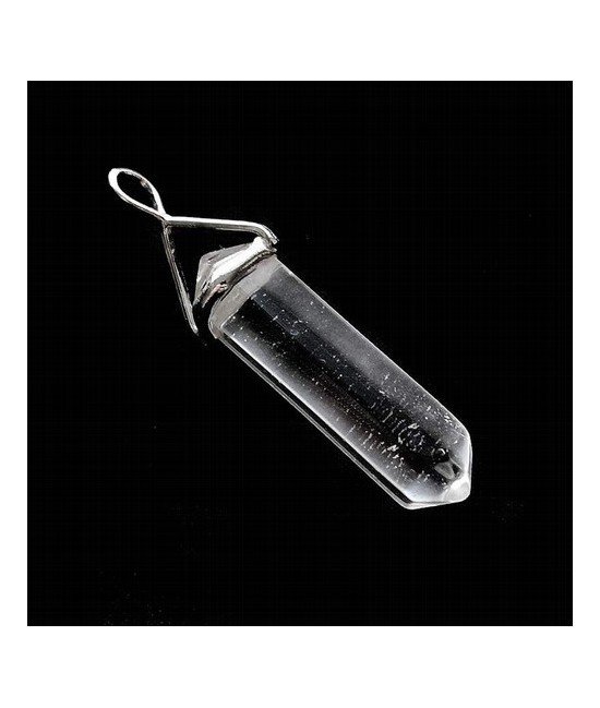 Colgante Punta Biterminada de Cristal de Roca.

Total tamaño colgante: 4.5 cm aprox.

Con engarce fijo en plata.