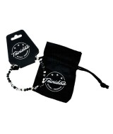TRI.PULSERA AGATA NEGRA TEÑIDA BLANCA BOLA 4 MM.