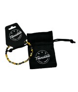 TRI.PULSERA AGATA NEGRA TEÑIDA AMARILLA BOLA 4 MM.