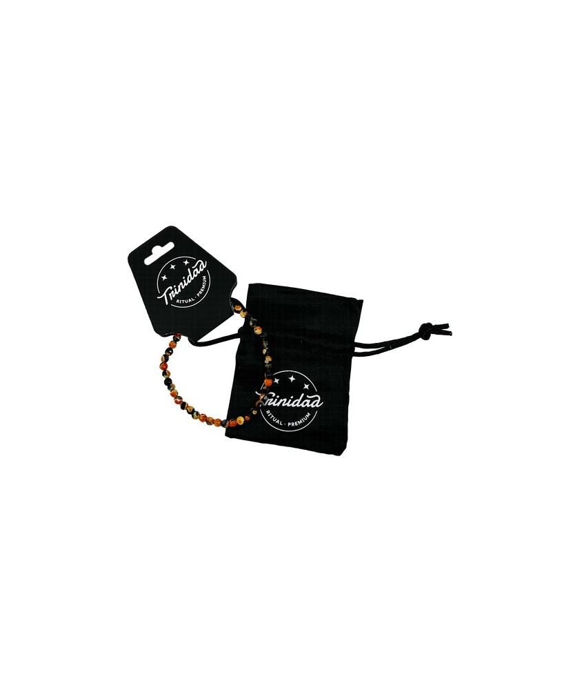TRI.PULSERA AGATA NEGRA TEÑIDA NARANJA BOLA 4 MM.