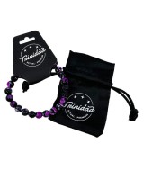 TRI.PULSERA AGATA NEGRA TEÑIDA MORADA BOLA 8 MM.