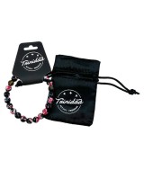 TRI.PULSERA AGATA NEGRA TEÑIDA ROSA BOLA 8 MM.