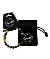 TRI.PULSERA AGATA NEGRA TEÑIDA AMARILLA BOLA 8 MM.