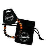 TRI.PULSERA AGATA NEGRA TEÑIDA NARANJA BOLA 8 MM.
