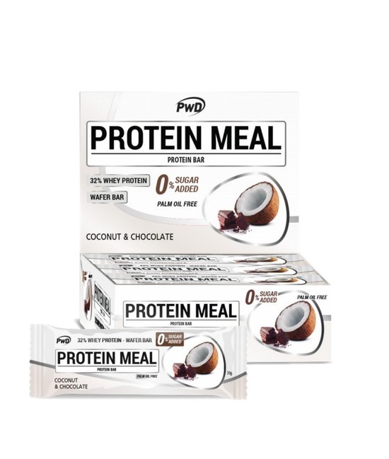 COCO CON CHOCOLATE
Barrita proteica sabor coco. Con edulcorantes.
Coconut flavor protein bar. With sweeteners.
Barre de prot