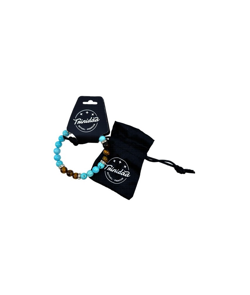 TRI.PULSERA TURQUENITA OJO TIGRE CHARMS BOLA 8 MM.