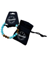 TRI.PULSERA TURQUENITA OJO TIGRE CHARMS BOLA 8 MM.