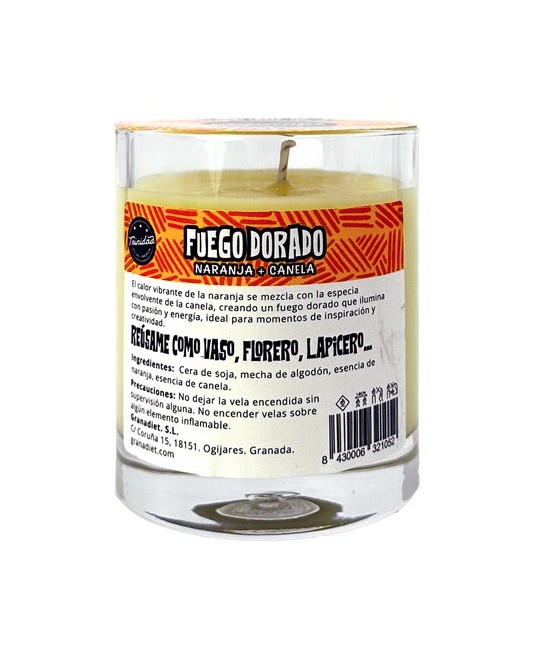 TRI.VELA VASO FUEGO DORADO 200 ML.