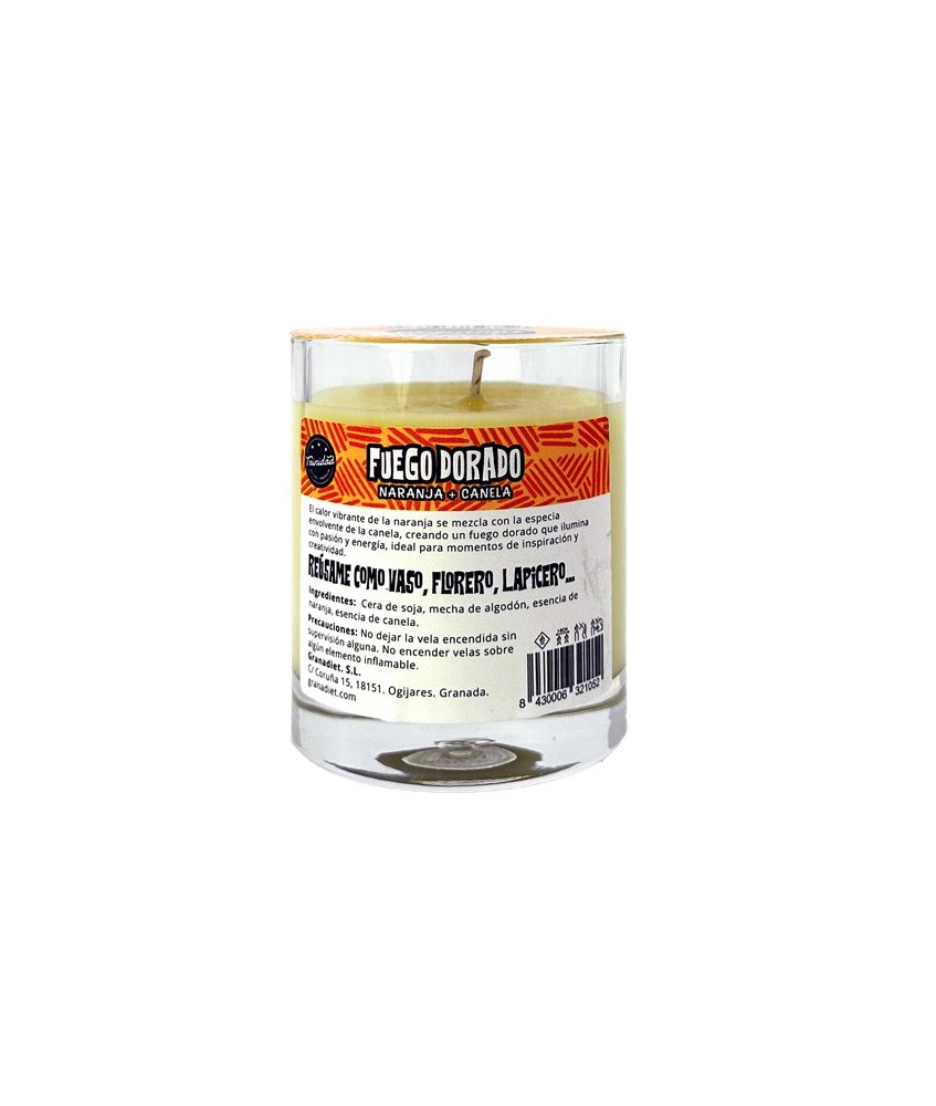 TRI.VELA VASO FUEGO DORADO 200 ML.