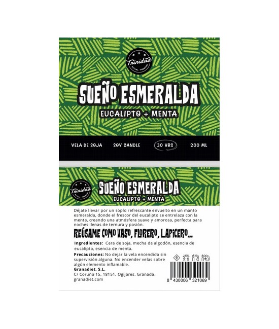 TRI.VELA VASO SUEÑO ESMERALDA 200 ML.