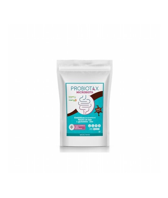 Probiotax Microbiota Sabor Cacao (30 dosis) es un complemento alimenticio cuidadosamente formulado para promover la diversidad 