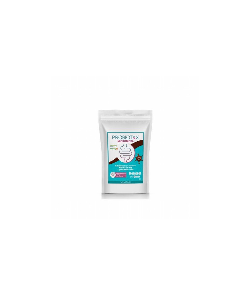 Probiotax Microbiota Sabor Cacao (30 dosis) es un complemento alimenticio cuidadosamente formulado para promover la diversidad 