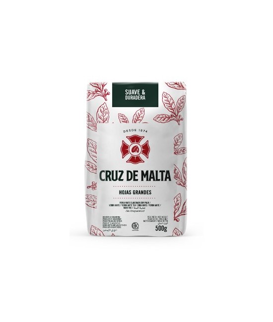 Yerba Mate Cruz Malta 500 gr
Ahora Cruz de Malta tiene Hojas más Grandes, que hacen que su sabor dure más mates, debido a que 