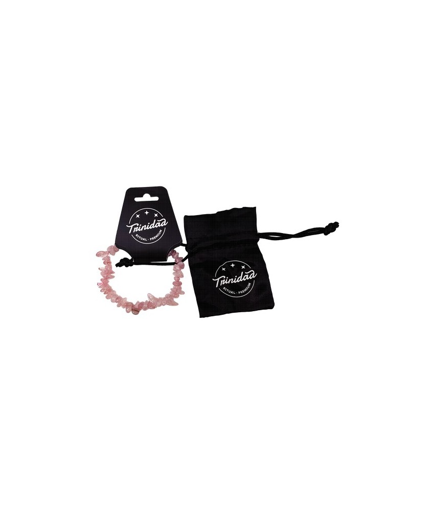 TRI.PULSERA CUARZO ROSA CHIP